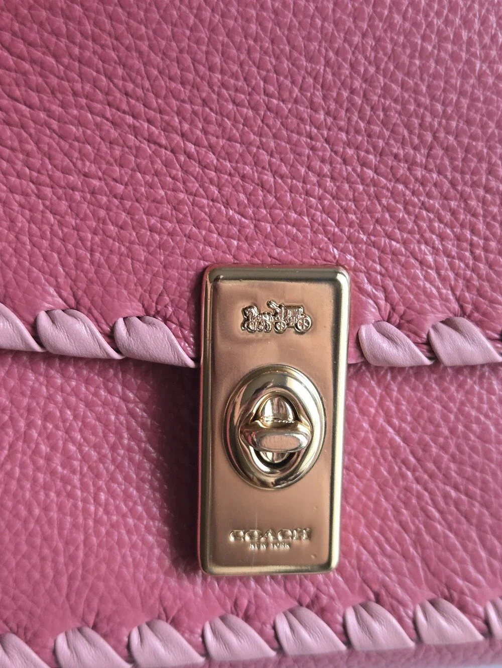 Like New Coach Lane Pink Whipstitch Leather Shoulder Bag